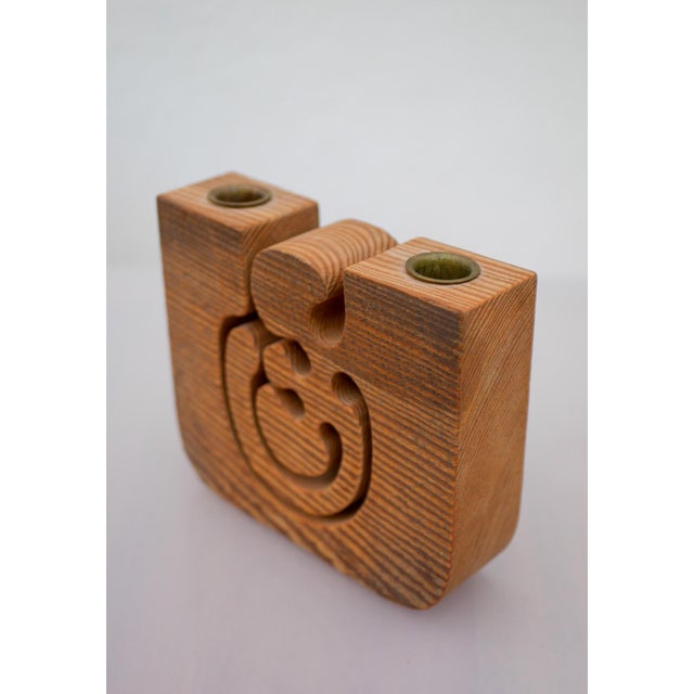 Large Wooden Candleholder by Gunnar Kanevad, 1984 For Sale - Image 9 of 11