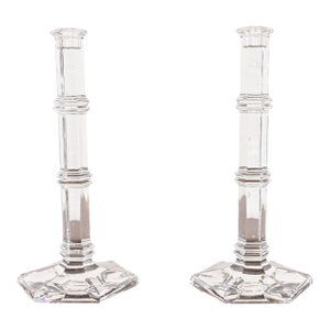 Tiffany & Co. Clear Crystal Tall Candlesticks, Pair