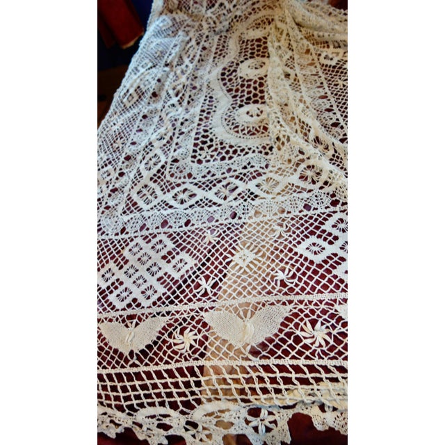 Antique Bobbin Lace Bed Throw For Sale - Image 10 of 18