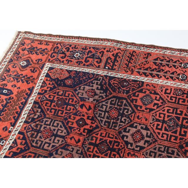 Textile Antique Beluch Rug With Natural Dyes Geometric Medallion Field Circa Early 20th Century For Sale - Image 7 of 15