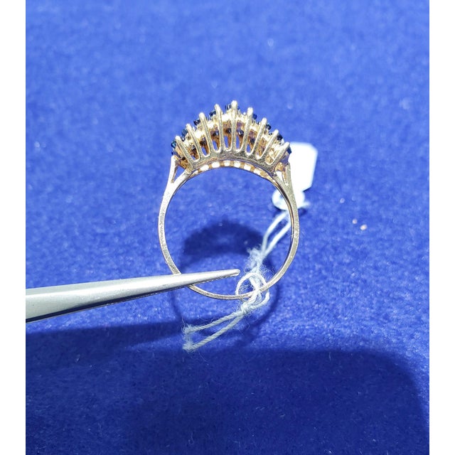 Diamond & Sapphire Ring 10k Yellow Gold, Size 3 For Sale - Image 4 of 4