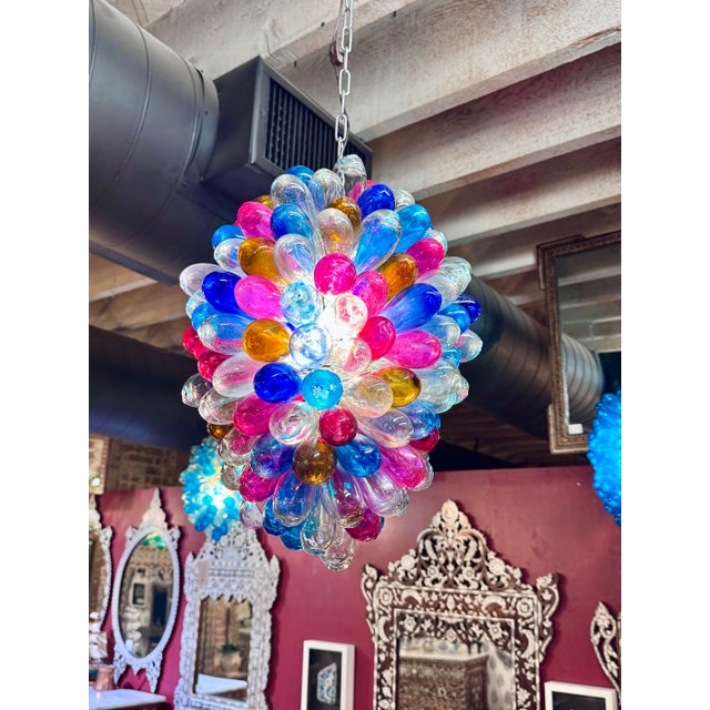 1990s Hand-Blown Multicolor Glass Pendant Light For Sale - Image 12 of 12