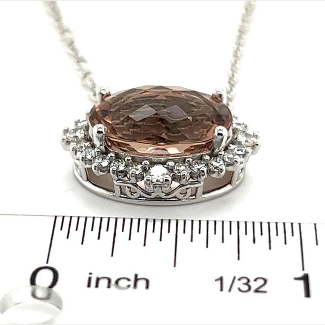 Natural Morganite Diamond Necklace 14k Gold 10.67 TCW Certified For Sale - Image 11 of 11