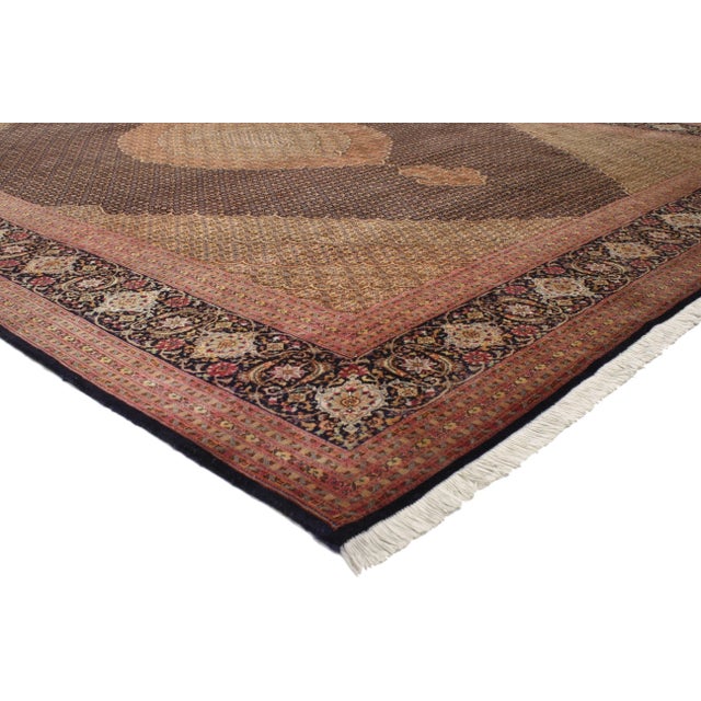 76980 Vintage Persian Mahi Fish Design Tabriz Rug with Traditional Style 09'10 x 12'09. This eye-catching beauty of a...