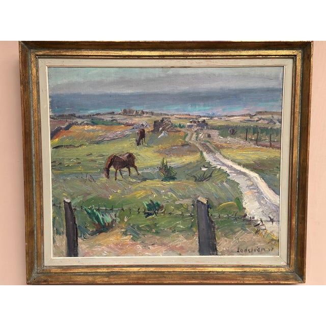 Georg Lodström, Coastal Scene with Horses, 1947, Oil on Canvas For Sale - Image 14 of 18