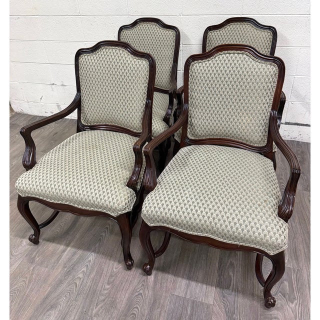 Vintage Drexel Heritage Louis XV Style Dining Arm Chairs - Set of 4 For Sale In Kansas City - Image 6 of 13