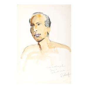 1940s "Portrait of a Man P5.49" Watercolor Painting by Eve Nethercott