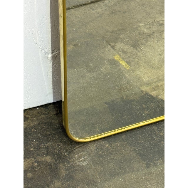Modern Italian Brass Floor Mirror With Rounded Corners, 1970s For Sale - Image 3 of 6