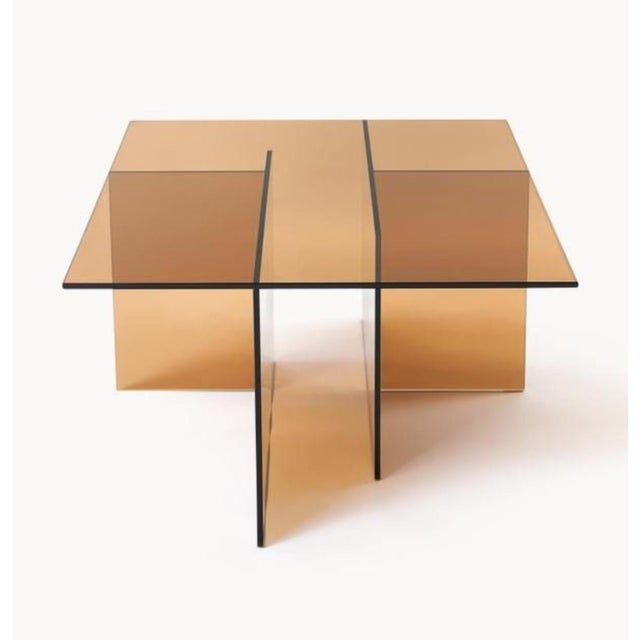 Modern Acrylic Coffee Table Amber For Sale - Image 3 of 5
