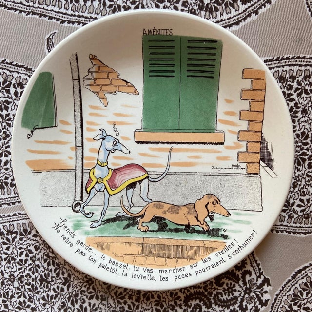 French Plates by Benjamin Rabier for Sarreguemines, 1930s, Set of 6 For Sale - Image 4 of 10