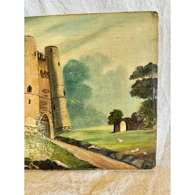 Early 20th Century French Castle Art Oil on Canvas For Sale - Image 4 of 12