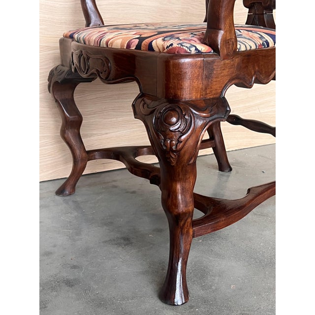 Pair of Gothic Chippendale Dining Armchairs in Solid Mahogany , 1890 For Sale - Image 10 of 18