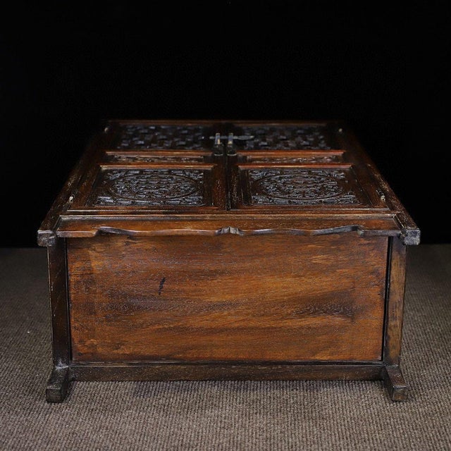 Asian 1990s Rosewood Curio Display Cabinet With Reticulated Doors, Two Drawers For Sale - Image 3 of 10