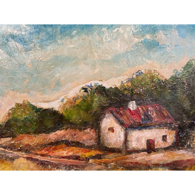 Compelling Mid-Century European (Or Latin American?) Oil Painting on Board, Signed; "Harvest Landscape" For Sale - Image 4 of 7