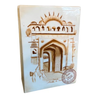Signed Handpainted French Fabienne Jouvin Indian Samode Ceramic Vase For Sale