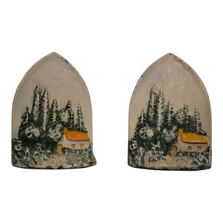 Vintage Cast Iron 'Cottage' Bookends - Pair For Sale