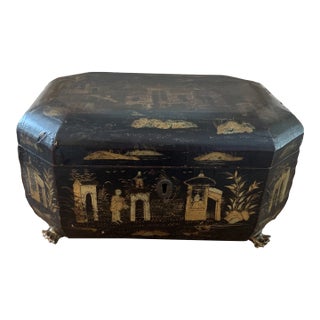 Antique Chinese Black Lacquered Box For Sale