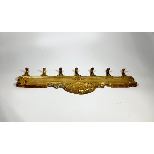 Traditional Antique Brass Decorative Wall Plate With Small Hooks From Hungary For Sale - Image 3 of 6