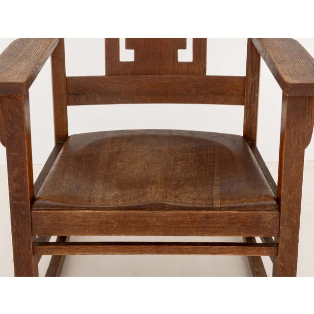 Arts and Crafts Oak Rocking Chair For Sale - Image 4 of 8