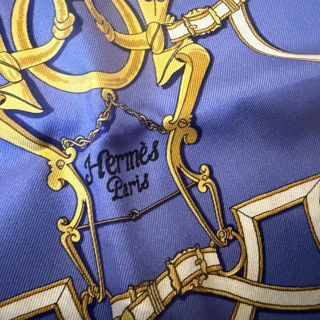 21st Century Full Set 41x41 Cm Navy Silk Scarf by Hermès For Sale - Image 14 of 15