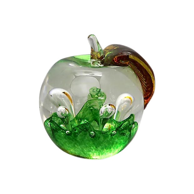 Scottish Art Glass Apple Paperweight For Sale
