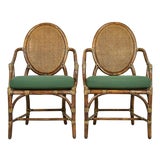 McGuire Hollywood Regency Organic Modern Bamboo and Cane Armchairs, Pair For Sale