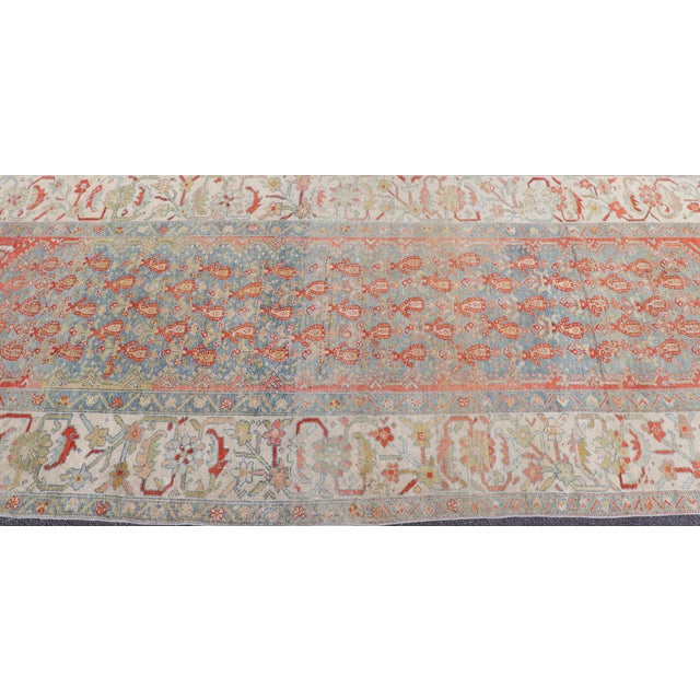 Antique Persian Malayer Gallery Rug With Blue Field and Red Boteh Design For Sale - Image 13 of 15