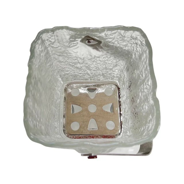 A Vintage circa 1960 Mid Century Modern Crystal Glass Original Ice Bucket By HOYA Japan, Icy Cube Crystal glass with...