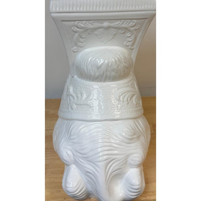 Italian Hollywood Regency Blanc de Chine Camel Garden Seat or Side Table, 1970s For Sale In West Palm - Image 6 of 14