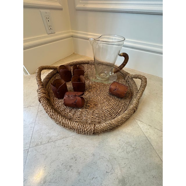 Vintage French 21” Woven Tray With Handles For Sale - Image 16 of 16