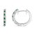 Contemporary 10K White Gold Alternating Emerald 1/10 Cttw Diamond Huggy Hoop Earrings (I-J Color, I1-I2 Clarity) For Sale - Image 3 of 5