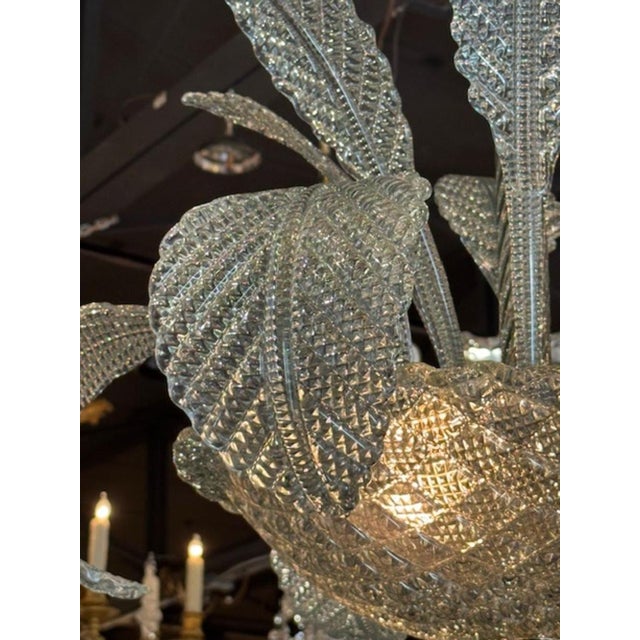 Glass Modern Murano Leaf Form Chandelier in Fontana Green For Sale - Image 7 of 7