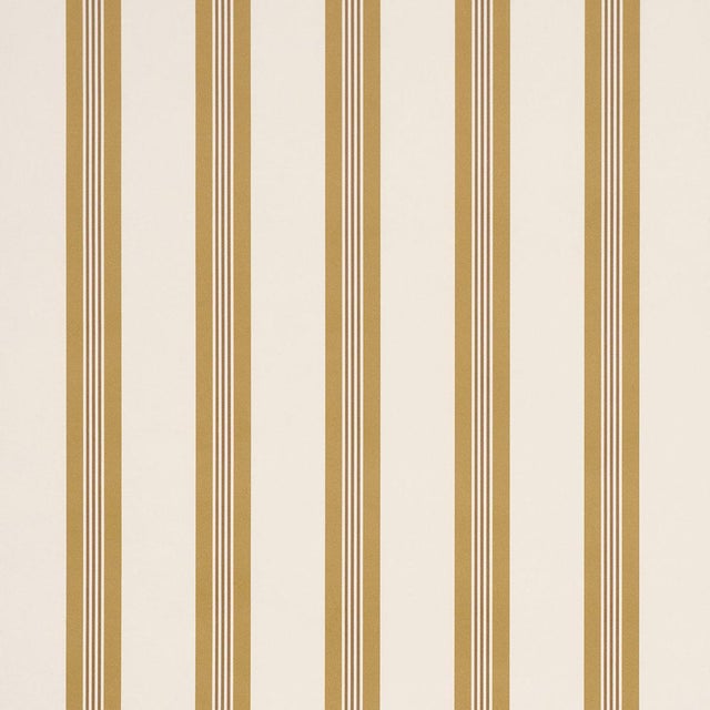 Schumacher Chatham Stripe Wallcovering In Ochre For Sale