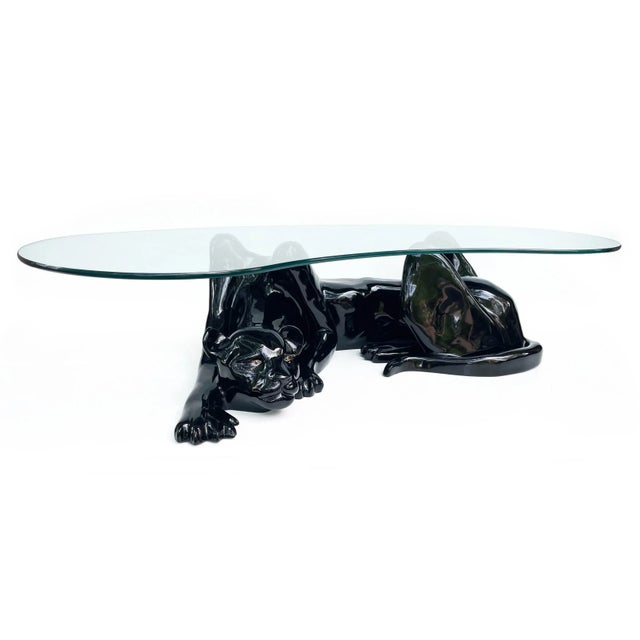 1970s Vintage Black Panther Sculptural Coffee Table For Sale - Image 9 of 9