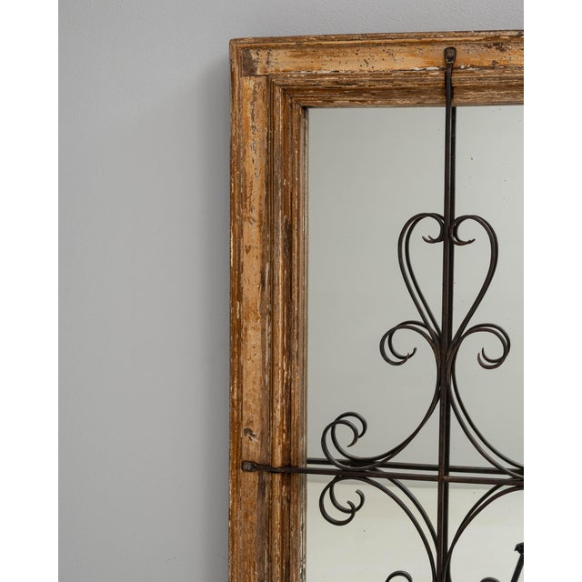 1900 - 1909 1900s French Wood Patinated Mirror With Wrought Iron Details For Sale - Image 5 of 18