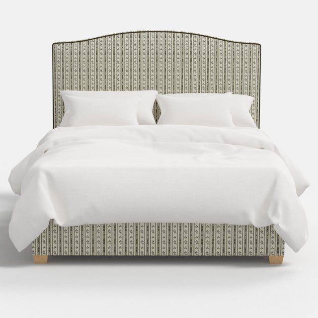 Spritely Home Stoffer Home x Cloth & Company Elsie Bed in Botanical Stripe Olive with Olive Welt, Twin For Sale - Image 4 of 9
