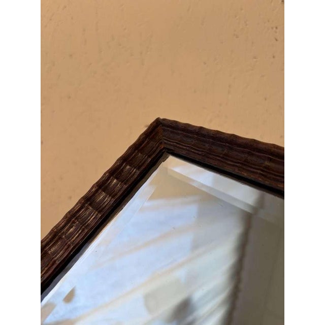 Vintage Wooden Mirror with Facet Glass, 1950s For Sale - Image 9 of 11