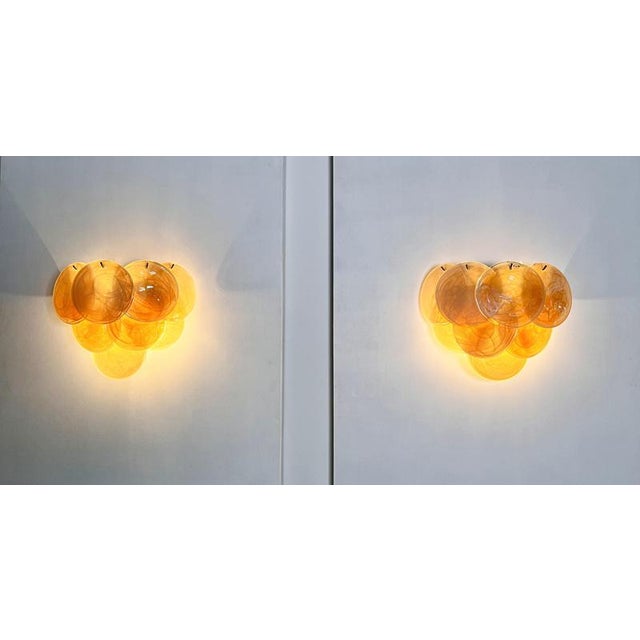 Wall Sconces with Amber Murano Discs, 1990, Set of 4 For Sale - Image 11 of 14