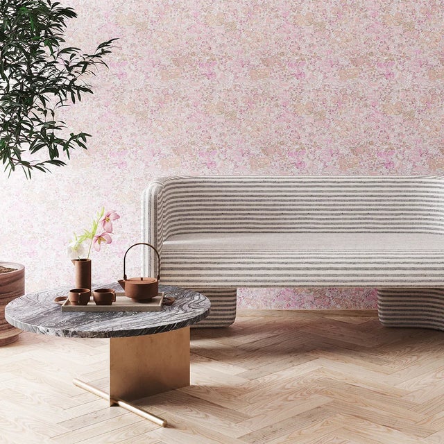 Contemporary Tea Time Dusty Pink Wallpaper For Sale - Image 3 of 3