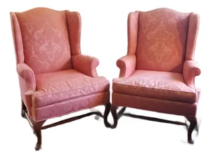 Queen Anne Baker Style Wingback Chairs