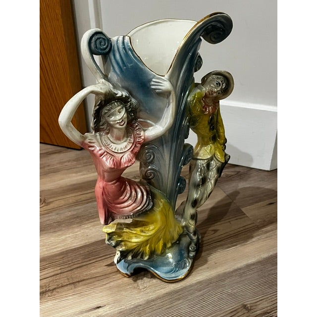 Stunning Lustre Ware Figural Vase. Likely made in the 1950's. The item is a vintage figural ceramic or majolica-style...