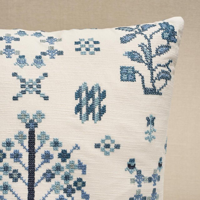 This pillow features Fairview Cross Stitch Embroidery with a Knife Edge finish. Fairview Cross Stitch Embroidery is a...
