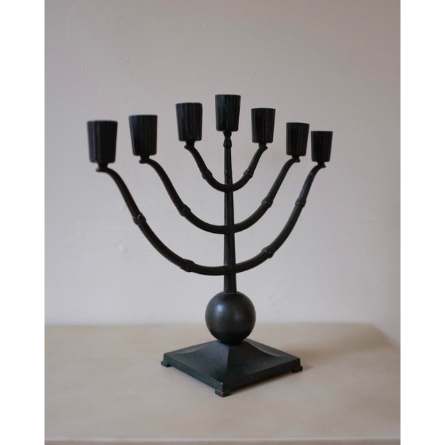 Large 1930s bronze candleholder by Ystad Metall, Sweden. With space for 7 candles it is in a very good condition....