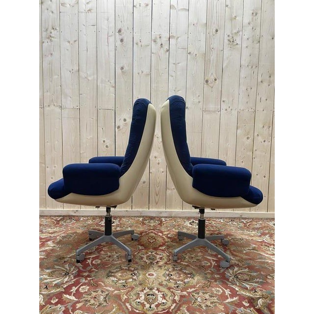 Textile Set of Vintage Office Armchairs For Sale - Image 7 of 9