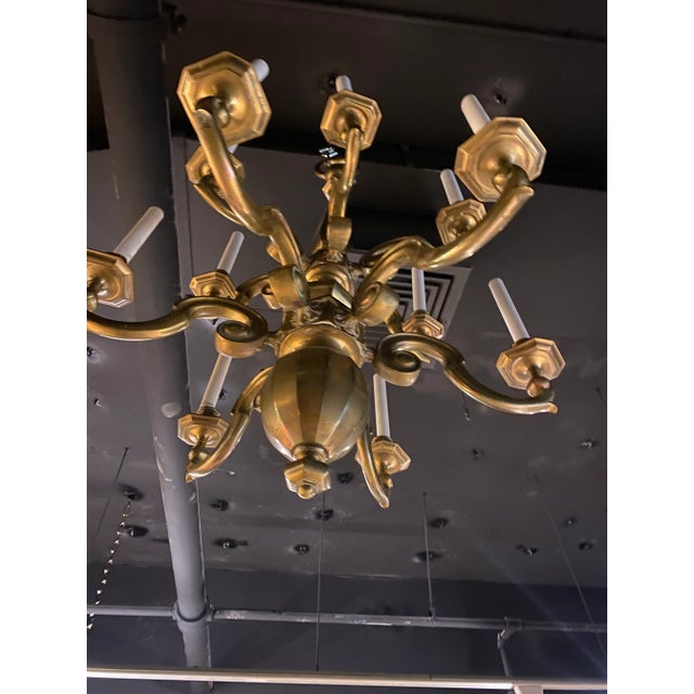 1920s Dutch Bronze Chandelier For Sale - Image 9 of 12