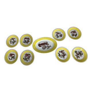 Late 20th Century Mottahedah Shellfish Plates and Matching Platter - Set of 9 For Sale