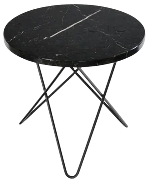 Black Marquina Marble and Black Steel Mini O Table by OxDenmarq
