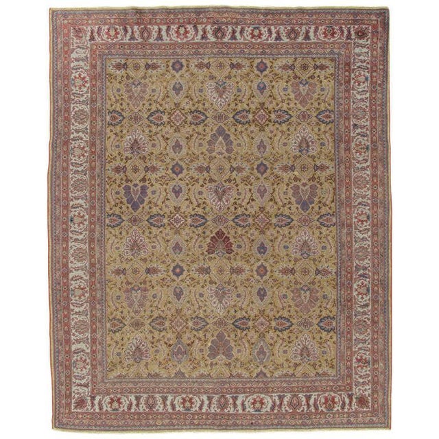 Antique Persian Sultanabad Carpet Handmade Soft Yellow Ground All Over Design For Sale - Image 16 of 16
