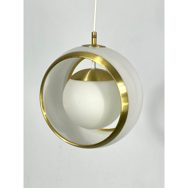 Italian Pendant in Gilded Aluminum and Opaline from Stilux Milano, 1960s For Sale - Image 4 of 11