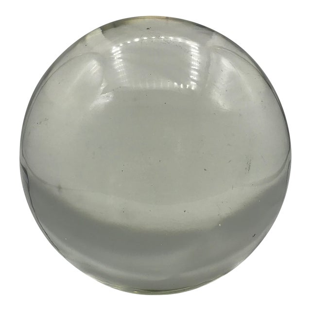 Large Vintage Crystal Sphere Paper Weight For Sale